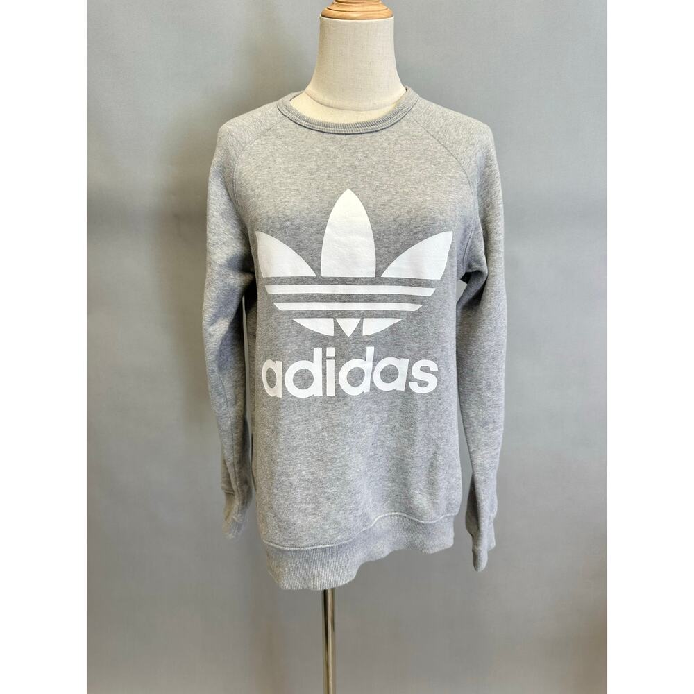 Adidas Originals Trefoil Crew Sweatshirt in Gray Size Small - Picture 12 of 12